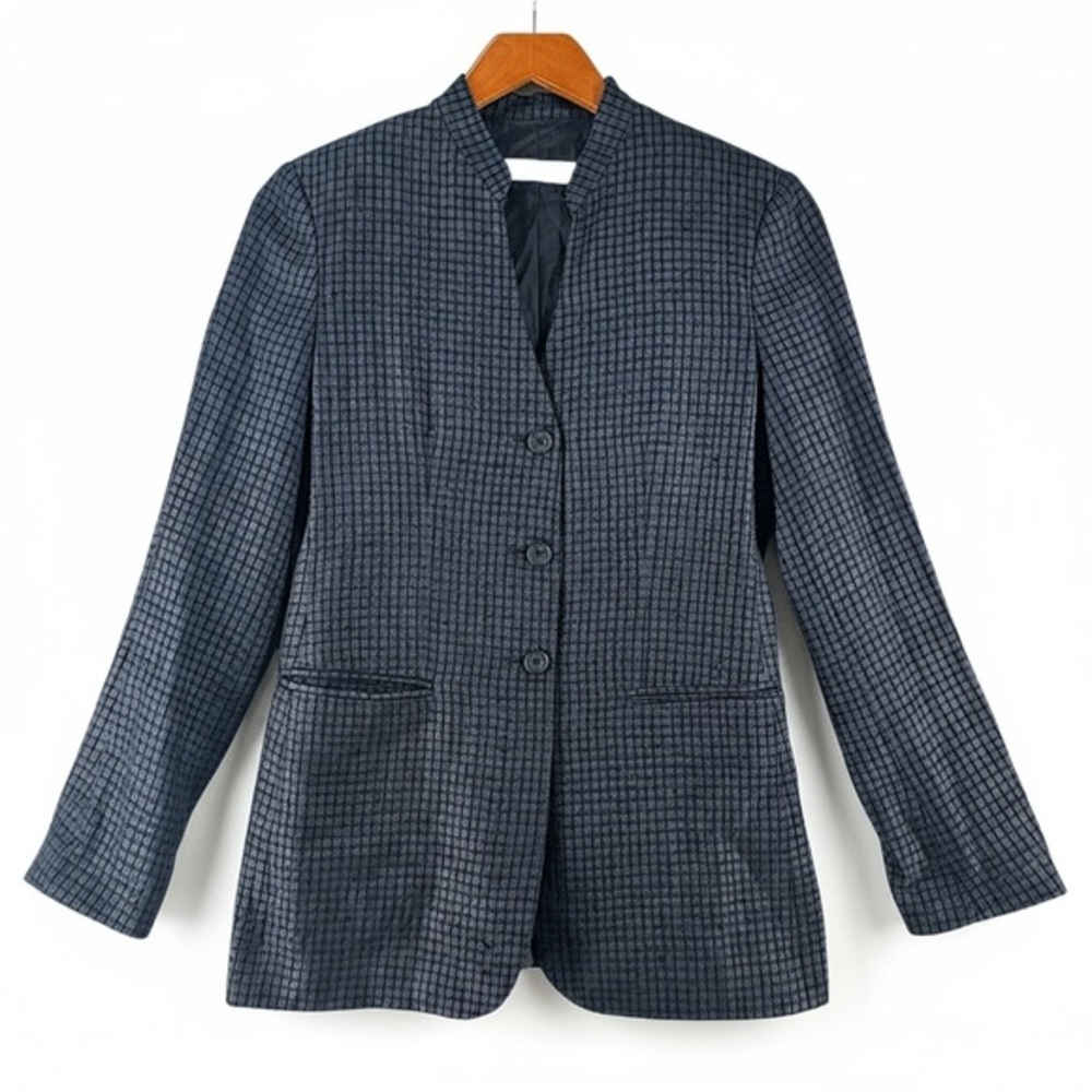 EMPORIO ARMANI ✘ Vintage 70s Silk Button Blazer Jacket Blue Made In Italy, US 2